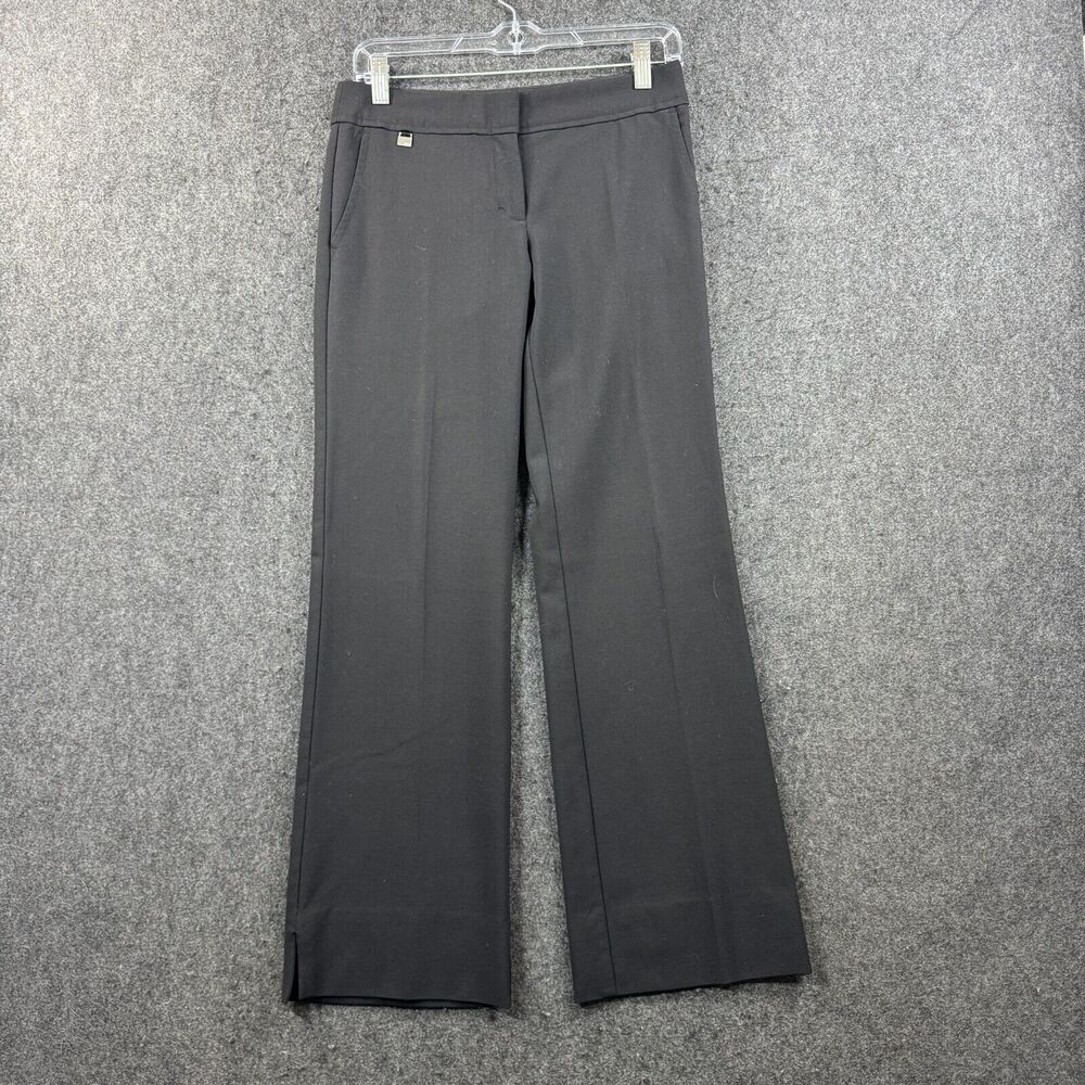 BcBgMaxAzria Pants Women's 0 Black Wide Leg Dress Trousers Pockets Wool